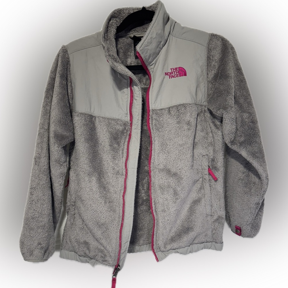 The North Face Youth Large Fleece Pullover Jacket Pink/Gray - Picture 8 of 15